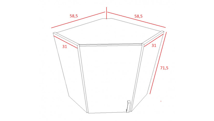 LARA 60x60 GN-72 1F 45° pakabinama kampinė spintelė balta