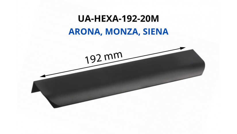 Rankenėlė aliuminio UA-HEXA-192-20M 192 mm ARONA MONZA SIENA